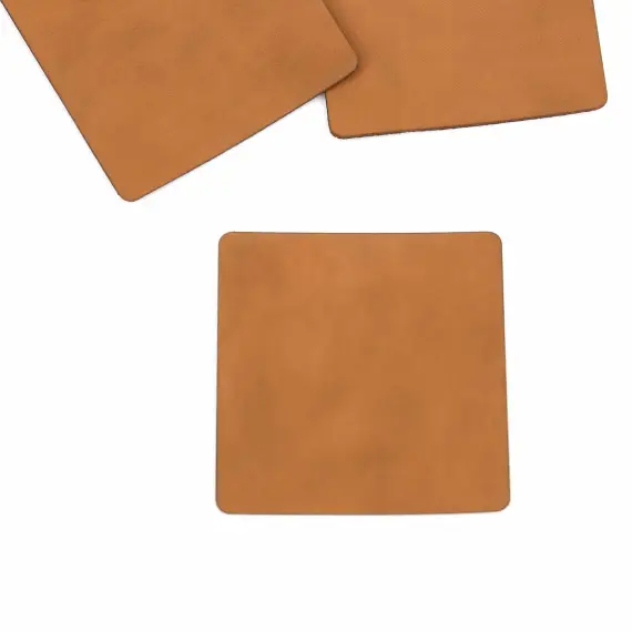 1 BLANKO KUNSTLEDER PATCH - Eckig - 7cm - Hellbraun Must-Have