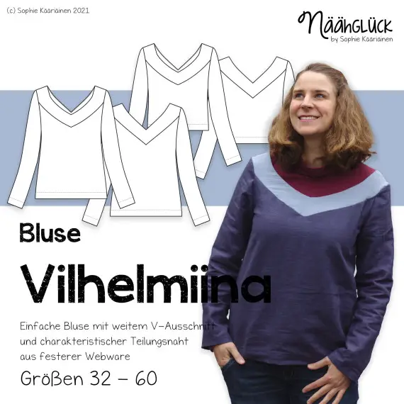 Sofort Bestellen Bluse Vilhelmiina - Größen 32 - 60