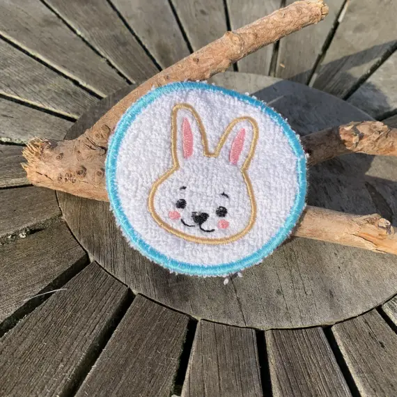 Abschminkpad Hase 2 rund StickdateiITH 10x10 cm Waschpad Wochenendangebot