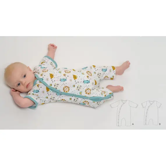 Baby Strampler mit durchgehender Knopfleiste Größen 50-104 LEON ebook von Patternforkids Nur Heute