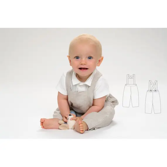 Sonderangebot Kinder Baby Latzhose MAX mit Trägern Größen 68-122 Schnittmuster Ebook PDF von Patternforkids