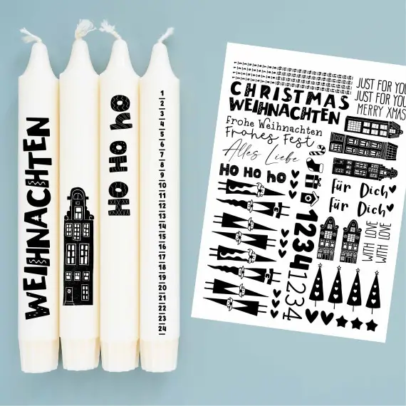 Angebot DIN A4 - Tattoofolie - Skandinavische Weihnachten - für Kerzen / Keramik - Weihnachten