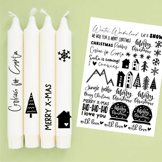 Beliebt DIN A4 - Tattoofolie - Holly Jolly Scandy - für Kerzen / Keramik - Weihnachten