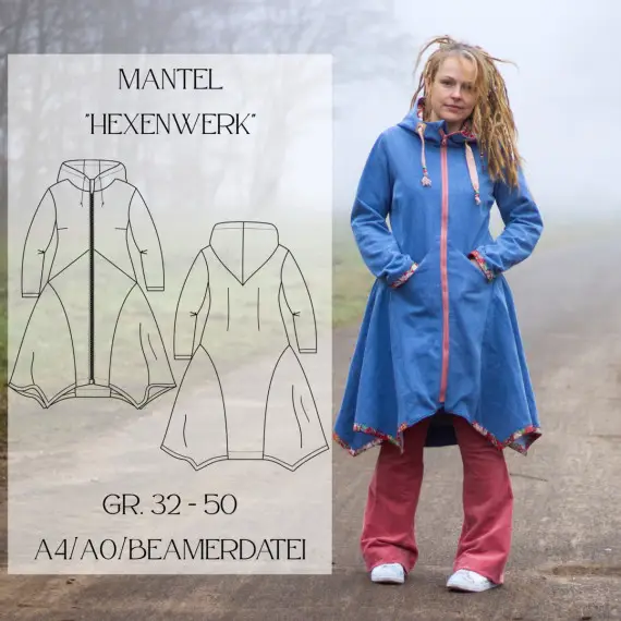 Mantel "Hexenwerk" Gr. 32 - 50 Schneller Versand