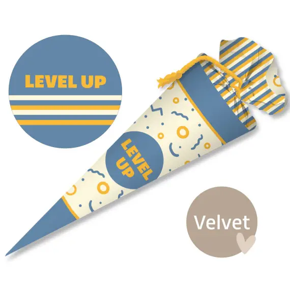 DIY-Nähset Schultüte - KLEINE TÜTE - Level Up - Blau - Velvet - abby and amy Neue Ware