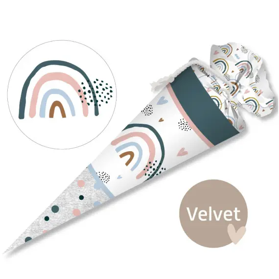 DIY-Nähset Schultüte - GESCHWISTERTÜTE - Regenbogenliebe - Rosa/Babyblau - Velvet - abby and amy Günstig