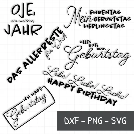 Geburtstag Sprüche Paket - Plotterdatei by Sandra Bredtmann Preiswert