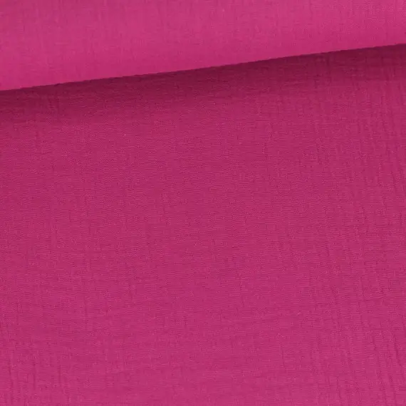 Direktkauf Bio Musselin Lotta - Muslin - Uni - Organic Cotton - Double Gauze - Fuchsia