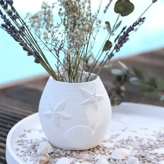 Silikon - Gießform - Maritimer Becher - Konisch - mit Muscheln & Seesternen - Vase - vielfältig nutzbar Preiswert