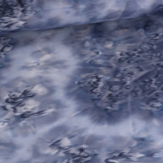 Abverkauf Nicki Ice Velvet - Batik - Tie-Dye - Taubenblau Dunkel/Weiß