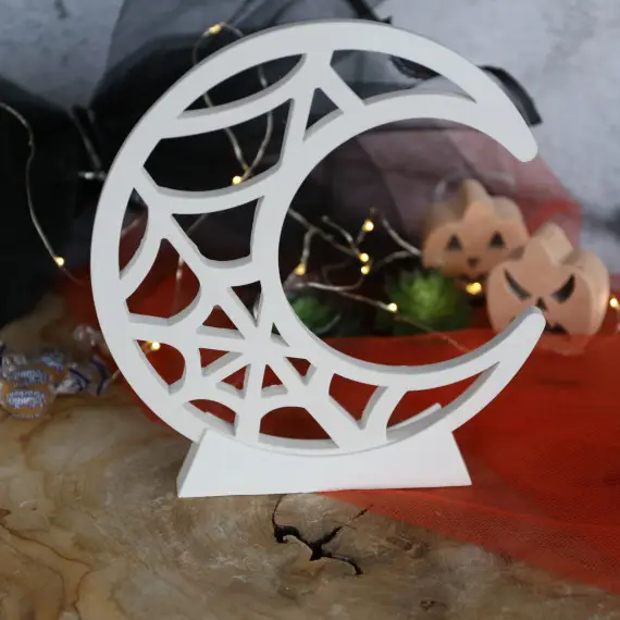 Heißes Angebot Silikon - Gießform - Mond mit Spinnennetz - zum Hängen oder Hinstellen - für Halloween - vielfältig nutzbar