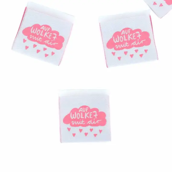 Markenprodukt 1 Label - AUF WOLKE 7 mit dir - Wolke & Herzen - Pastellblau - EMJO-DESIGN