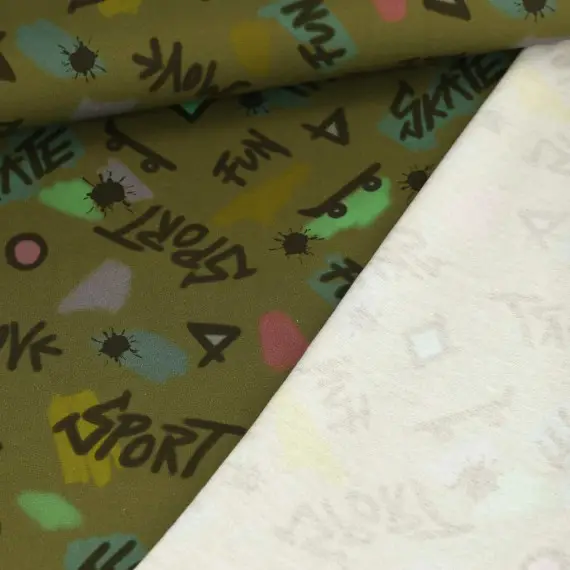 Günstig Leichter Kuschelsweat - Graffiti Style - Olivgrün