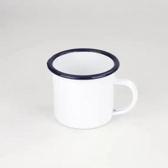 Aktuell Emaillebecher - klein - 350ml - blanko - blauer Rand