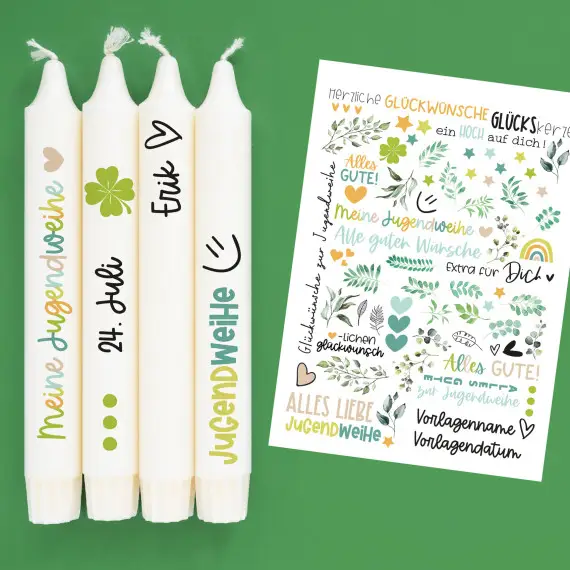 Markenprodukt DIN A4 - Tattoofolie - Jugendweihe - für Kerzen / Keramik