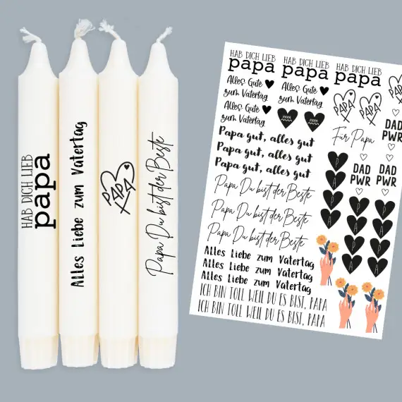 Kracherpreis DIN A4 - Tattoofolie - Papa gut, alles gut - für Kerzen / Keramik - Vatertag