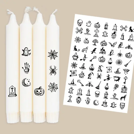 Neue Ware DIN A4 - Tattoofolie - Spooky Halloween - für Kerzen / Keramik - Halloween