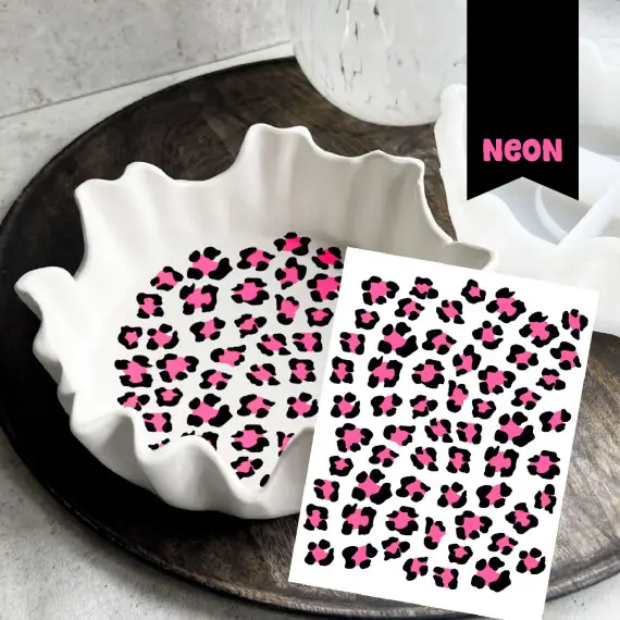 Neon Rub-On Sticker - Leo Muster - Pink - Tante Henni Rubon - vielfältig nutzbar Versand Am Gleichen Tag