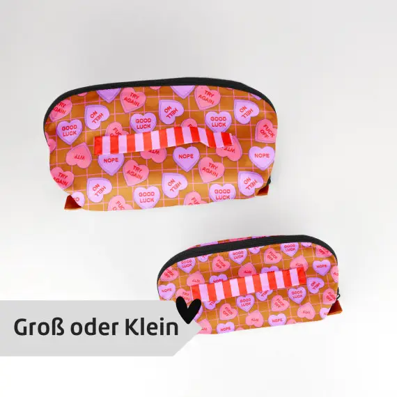 Sale DIY-Nähset - Kosmetiktasche - Binz - Conversation Heart - Senf - Flieder/Rosa - Cherry Picking - GRÖSSENAUSWAHL - abby and amy