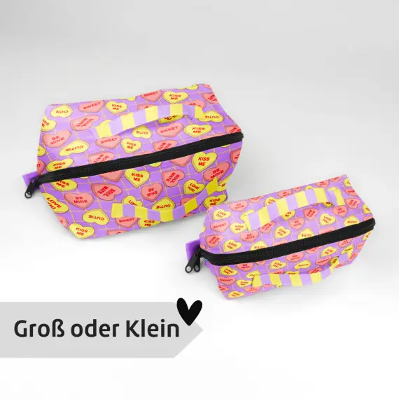 Jetzt Bestellen DIY-Nähset - Kosmetiktasche - Binz - Conversation Heart - Helllila - Pastellorange/Gelb - Cherry Picking - GRÖSSENAUSWAHL - abby and amy