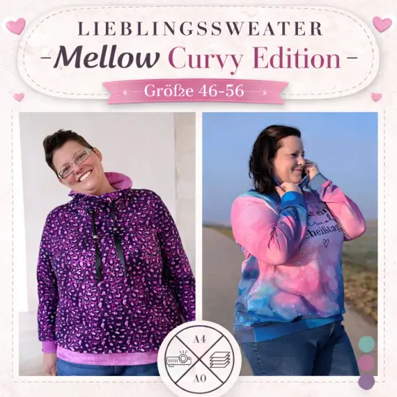 Schnittmuster und Nähanleitung Lieblingssweater Mellow für Damen Curvy Edition 46-56 Neuheit