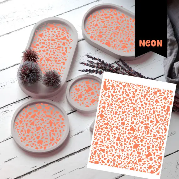 Letzte Chance Neon Rub-On Sticker - Terrazzo - Orange - studio.mARTinchen - Tante Henni Rubon - vielfältig nutzbar