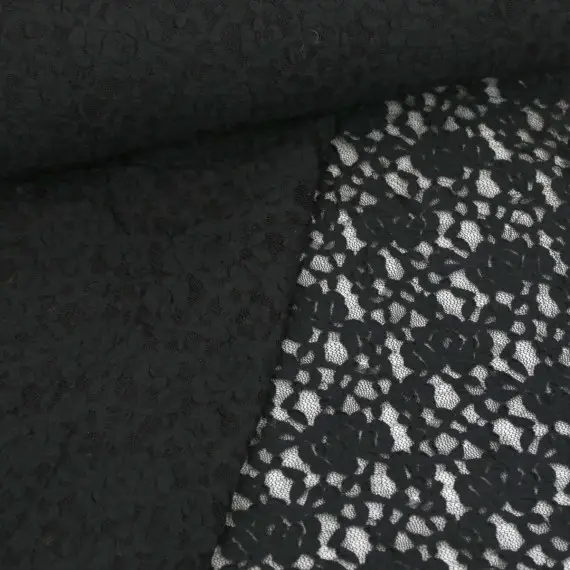 Spitze - Spitzenstoff - Blütenmuster - Elastisch - Schwarz Neue Kollektion