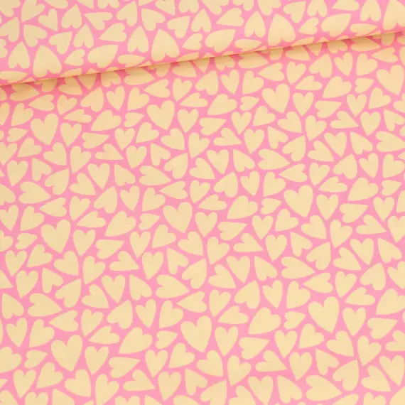 Top-Angebot Outdoorstoff - Mini Collection - Herzen - Bubblegum Rosa/Buttergelb - abby and amy