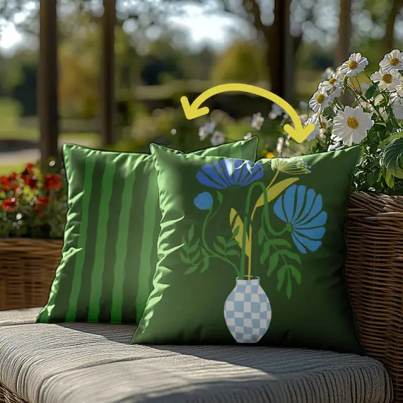 Neue Kollektion Genähtes Kissen inkl. Inlet - Modern Folk Flowers- Grün - Mein Hanseherz