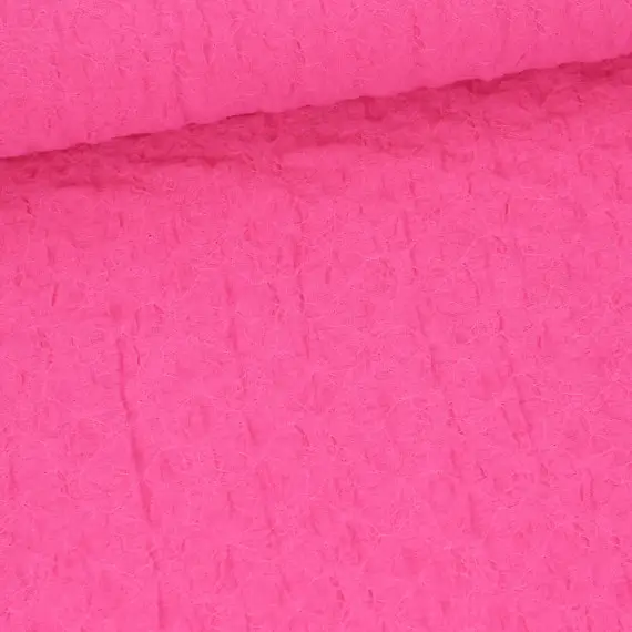 Neue Kollektion Baumwoll Cloque - Kreppgewebe - Elastisch - Uni - Fuchsia