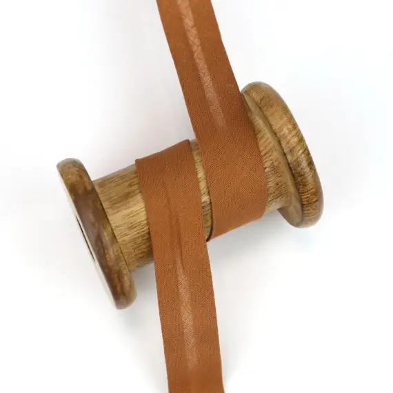 Kracherpreis 3 Meter Schrägband - Baumwolle - Lehmbraun - Uni - 2cm x 3m - Zugeschnitten