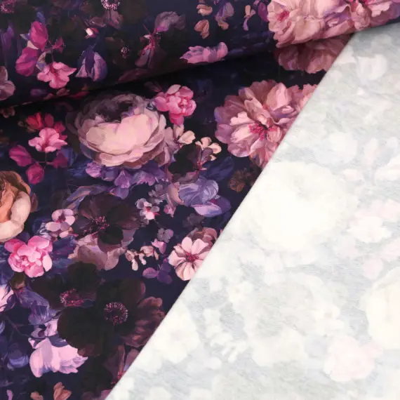 Meistverkauft Leichter Sommersweat - Aquarellblumen - Schwarz/Lila